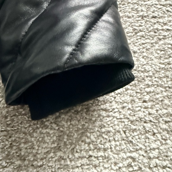 Danier Black, Blue, and Burgundy Puffer Jacket with Fur Hood - Picture 9 of 12